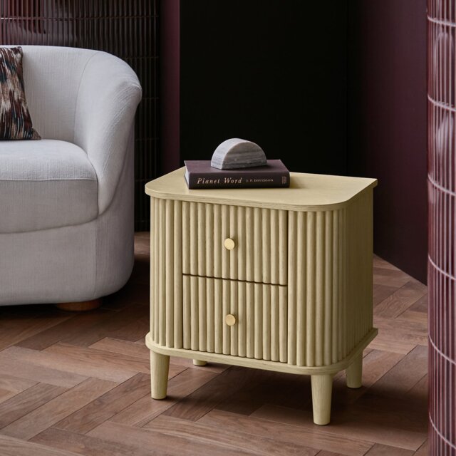 Habitat Kendi 2 Drawer Side Table - Natural - image 1