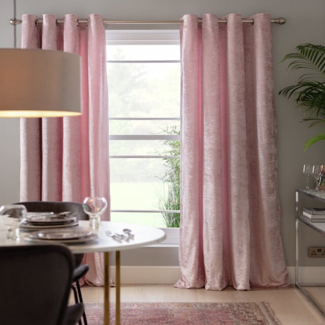 Argos Home Crushed Velvet Eyelet Curtains - Blush - 229x229cm - image 1