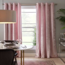 Argos Home Crushed Velvet Eyelet Curtains - Blush - 229x229cm - thumbnail 1