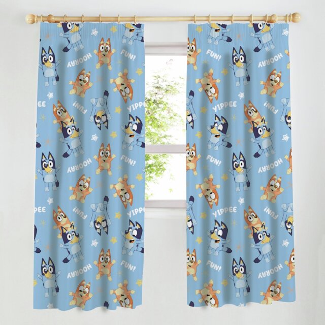 Bluey Celebrate Kids Pencil Pleat Curtains - Blue - 168x183cm - image 1