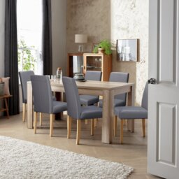 Argos Home Preston Oak Dining Table & 6 Charcoal Chairs