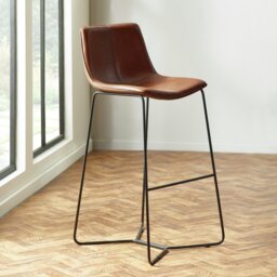Julian Bowen Joren Pair of Faux Leather Bar Stools - Brown - thumbnail 2
