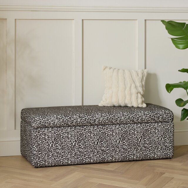 Habitat Josh Larger Fabric Storage Ottoman - Black & White - image 1