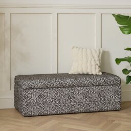 Habitat Josh Larger Fabric Storage Ottoman - Black & White - thumbnail 1