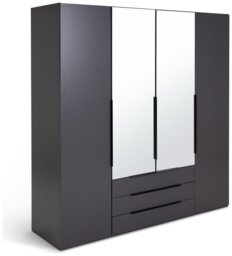 Argos Home Hallingford 4 Door 3 Drawer Wardrobe - Anthracite - thumbnail 2