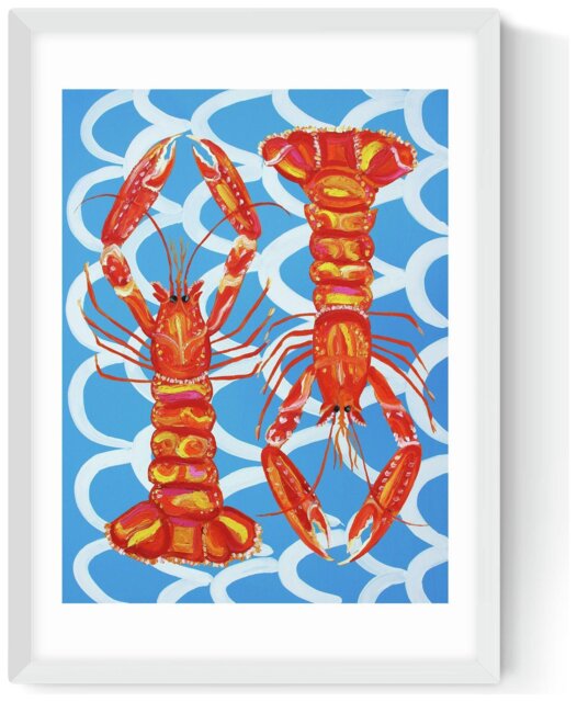 East End Prints Langoustines White Frame Art Print - A3 - image 1