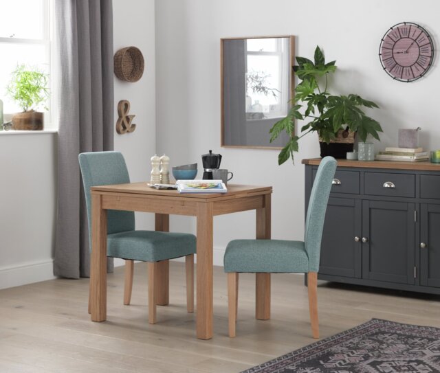 Argos Home Pair of Midback Tweed Fabric Dining Chairs - Teal - image 1