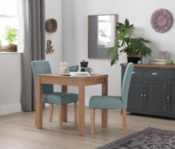 Argos Home Pair of Midback Tweed Fabric Dining Chairs - Teal - thumbnail 1