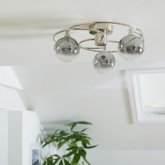 Argos Home Ombre Glass 3 Light Flush Ceiling Light - Nickel - image 1