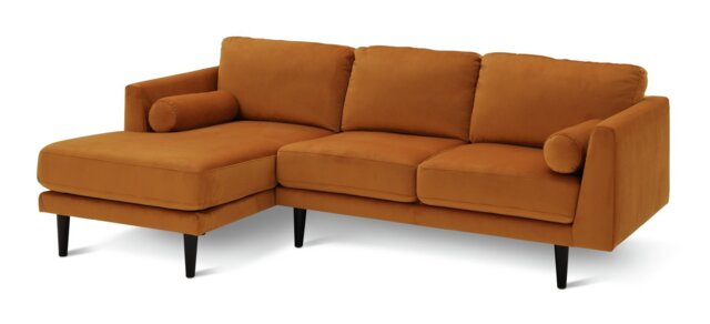 Habitat Jacob Velvet Left Hand Corner Sofa - Orange - image 1