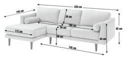 Habitat Jacob Velvet Left Hand Corner Sofa - Orange - thumbnail 2