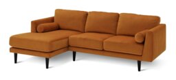Habitat Jacob Velvet Left Hand Corner Sofa - Orange - thumbnail 1