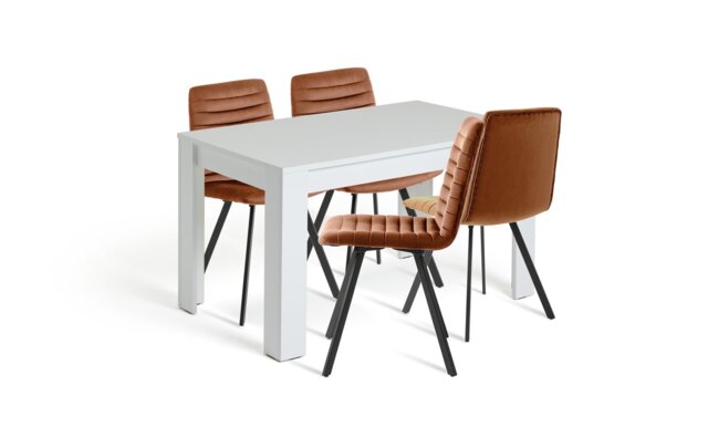 Argos Home Miami White Dining Table & 4 Copper Chairs - image 1