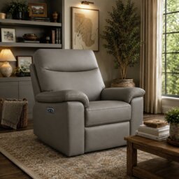 Aspire Toronto Leather Power Recliner Chair - Elephant