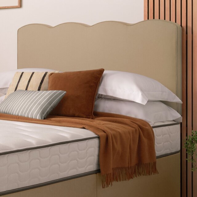 Silentnight Wave Velvet Superking Headboard - Sandstone - image 1