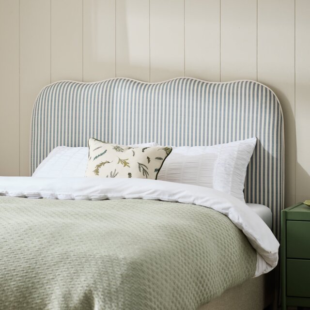 Habitat Onda Linen Double Headboard - Stripe Sage - image 1