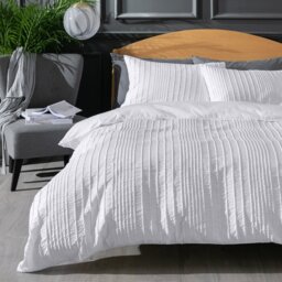 Argos Home Crinkle White Bedding Set - Double - thumbnail 1