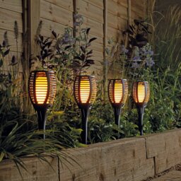 Garden by Sainsbury's Solar Dancing Flame Torch - 4 Pack - thumbnail 1