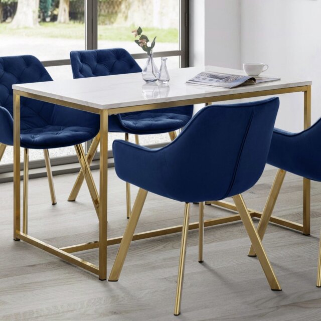Julian Bowen Scala Marble Effect 4 Seater Dining Table-White - image 1