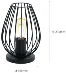 EGLO Newtown Steel Table Lamp - Black - thumbnail 2