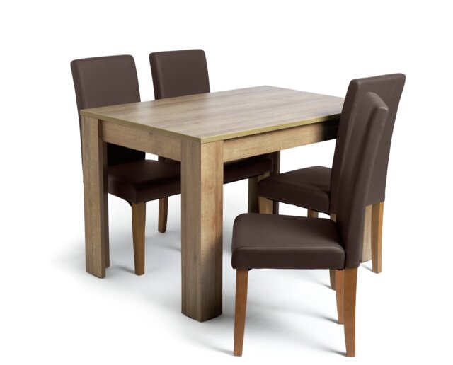 Argos Home Miami Oak Dining Table & 4 Chocolate Chairs - image 1