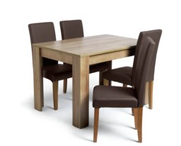 Argos Home Miami Oak Dining Table & 4 Chocolate Chairs - thumbnail 1
