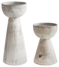 Ivyline Padstow White Wash Candle Holders - thumbnail 1
