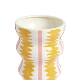 Habitat Stripe Flared Ceramic Pink & Yellow Vase - thumbnail 2