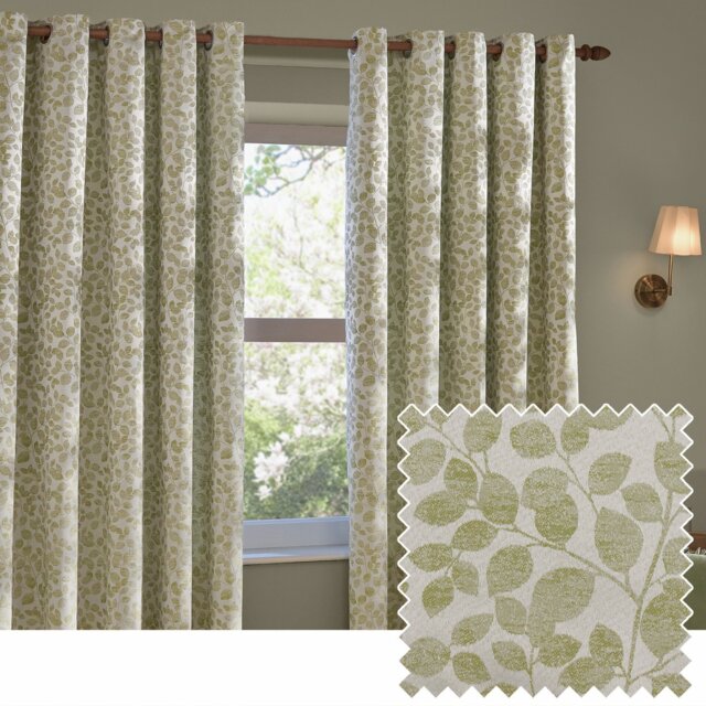 Wylder Grace Leaf Eyelet Curtains - Sage Green - 229x183cm - image 1