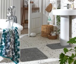 Argos Home Tufted Bath & Pedestal Mat Set - Silver - thumbnail 2