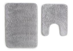 Argos Home Tufted Bath & Pedestal Mat Set - Silver - thumbnail 1