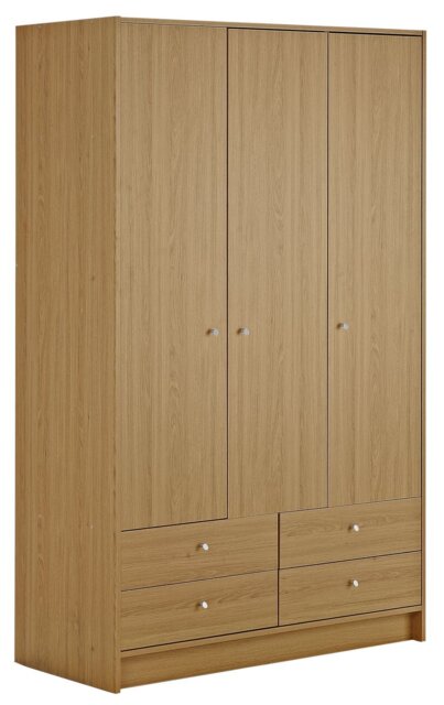 Argos Home Malibu 3 Door 4 Drawer Wardrobe - Oak Effect - image 1