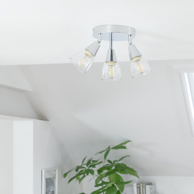 Argos Home Curico 3 Light Flush Ceiling Light - Chrome - image 1