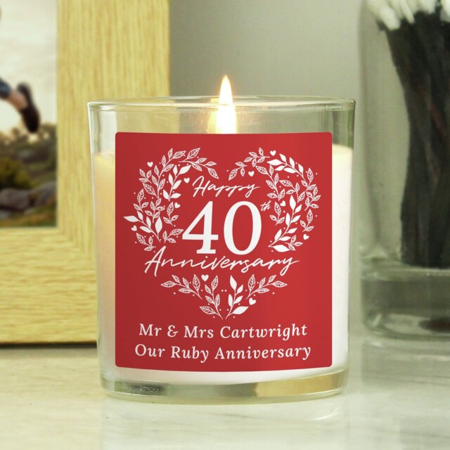 Personalised Message 40th Anniversary Candle - Vanilla - image 1