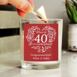 Personalised Message 40th Anniversary Candle - Vanilla - thumbnail 2