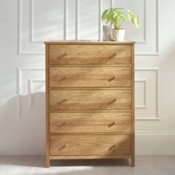 Julian Bowen Coxmoor Wide 5 Drawer Chest - Oak - thumbnail 1