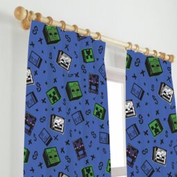 Minecraft Graffiti Kids Pencil Pleat Curtains - Blue - 168x183cm - thumbnail 2