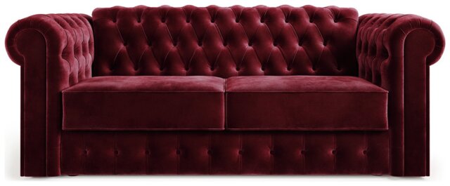 Jay-Be Chesterfield Velvet 3 Seater Sofa Bed - Burgundy - image 1