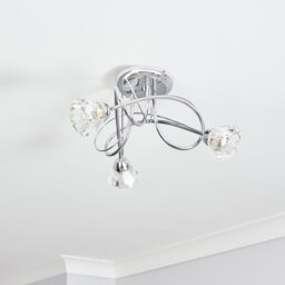 BHS Sagitarius Glass Flush to Ceiling Light - Silver - thumbnail 1
