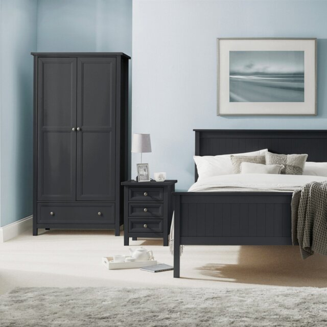 Julian Bowen Maine 2 Door 1 Drawer Wardrobe - Anthracite - image 1