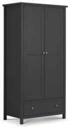 Julian Bowen Maine 2 Door 1 Drawer Wardrobe - Anthracite - thumbnail 2