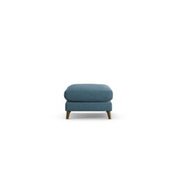Habitat Lomond Fabric Footstool - Blue - Dark Leg