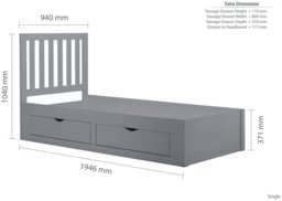 Birlea Appleby Single Bed Frame - Grey - thumbnail 2