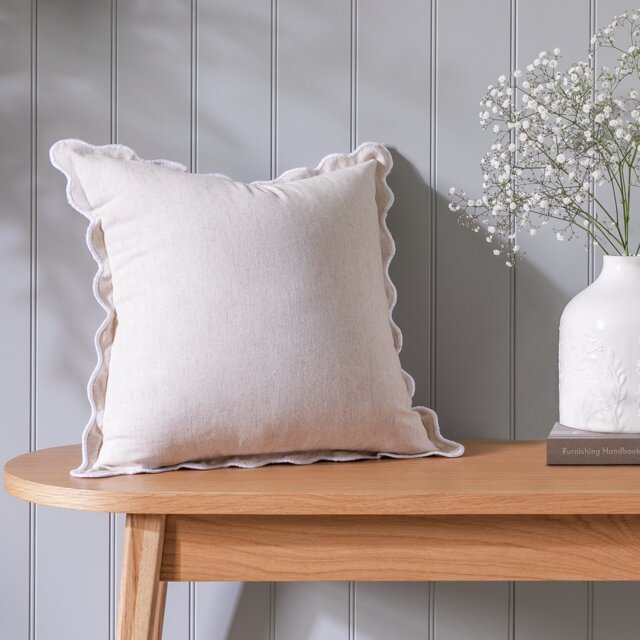 Habitat Linen Scallop Edge Cushion - Natural - 43x43cm - image 1