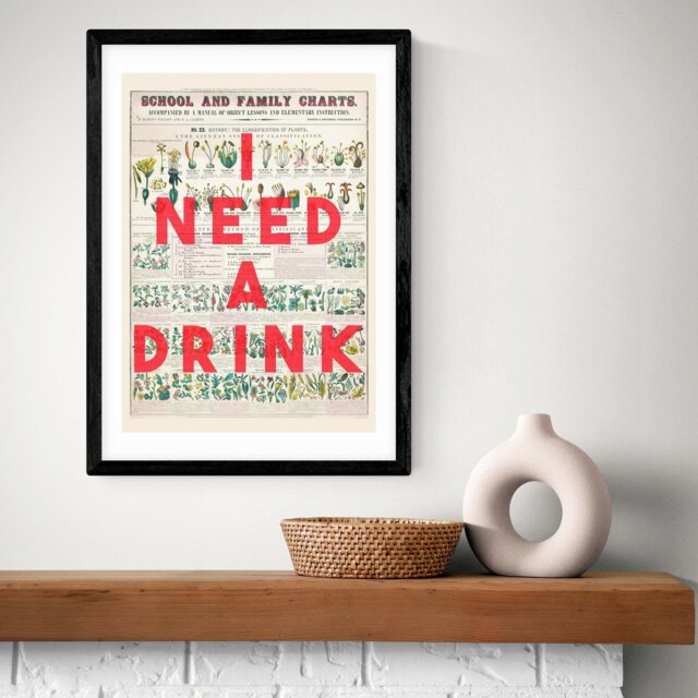 East End Prints I Need A Drink Black Frame Art Print - A3 - image 1