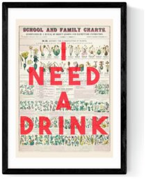 East End Prints I Need A Drink Black Frame Art Print - A3 - thumbnail 2