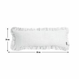 Habitat Long Stripe Ruffle Cushion - Charcoal - 80x30cm - thumbnail 2
