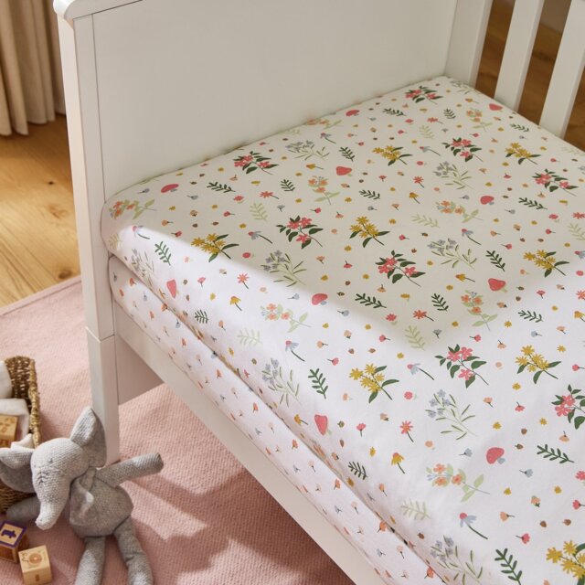 Habitat Nursery Cotton Floral Twin Pack Fitted Sheet - Crib - image 1