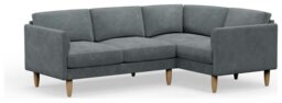 Hutch Velvet Curve Arm 4 Seater Corner Sofa - Slate Grey