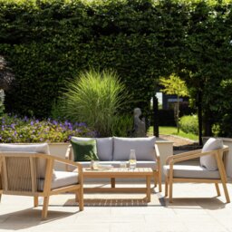 Habitat Hania 4 Seater Wooden Garden Sofa Set  - Natural - thumbnail 1